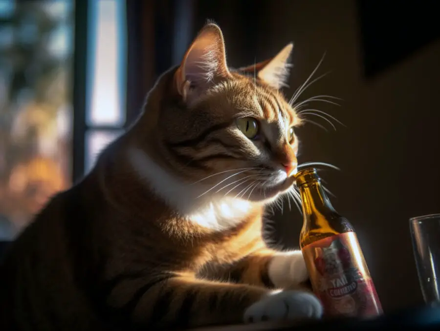 Cat drinking a soda