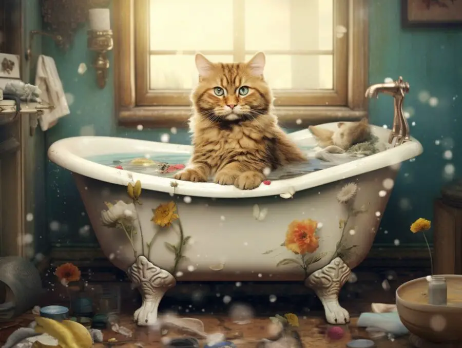 Cat in a bathtub