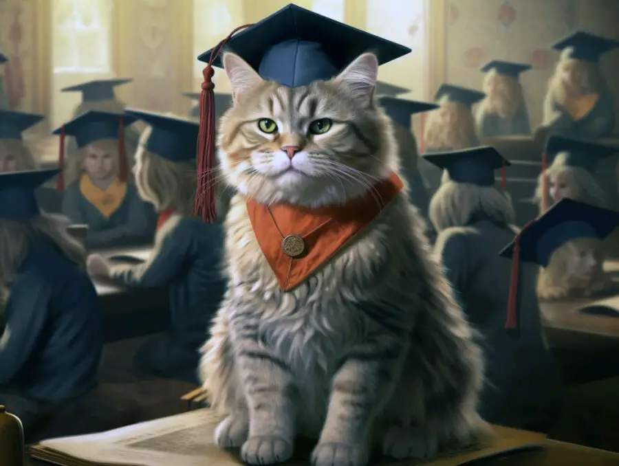Cat intelligence, cat graduating from University
