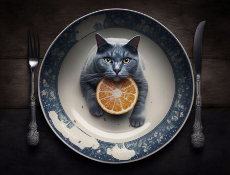 Cat on a dish