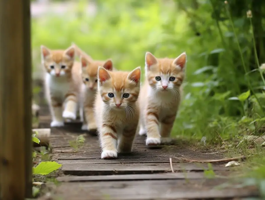 Kittens leaving the litter
