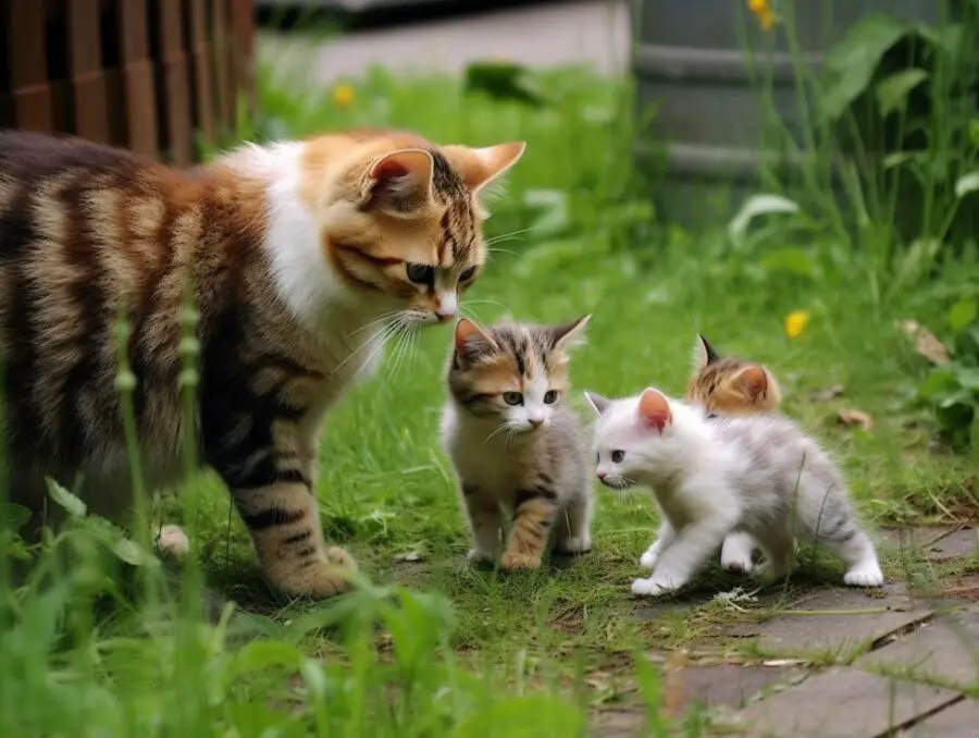 Mom leaving her kittens