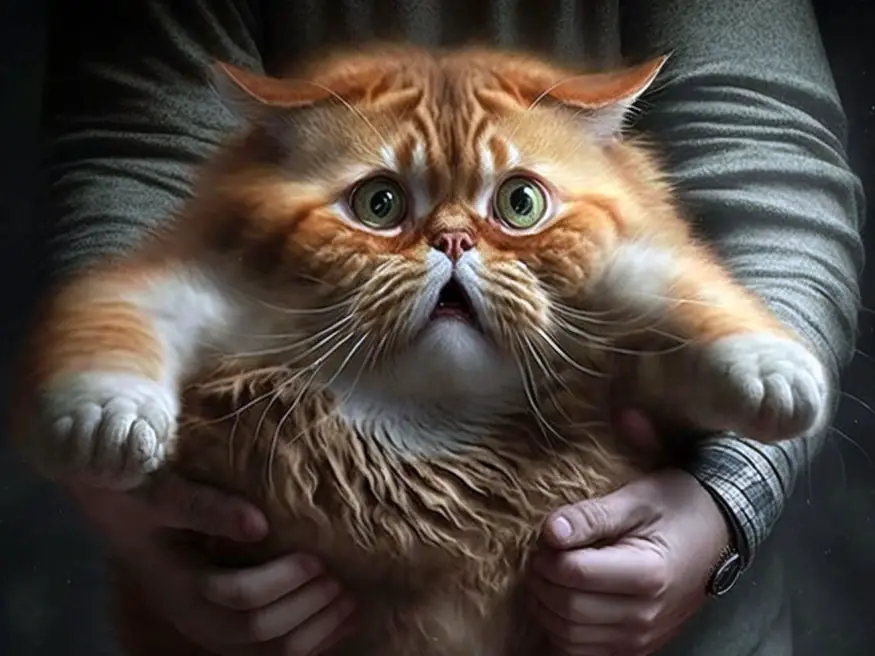 Orange cat upset at being held