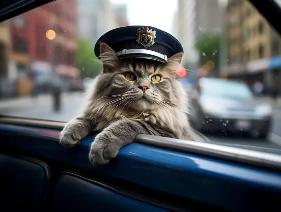 Police cat on duty